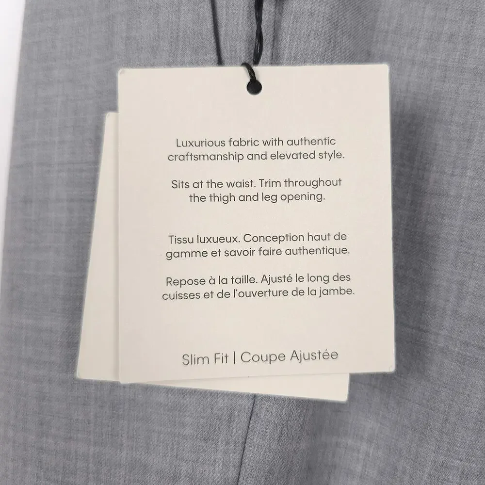 Calvin Klein Mens Slim Fit Wool Dress Pants 34x30 Light Grey Solid Pleated NWT